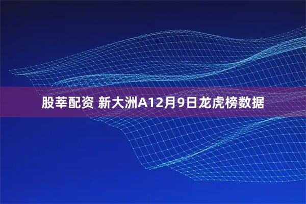 股莘配资 新大洲A12月9日龙虎榜数据